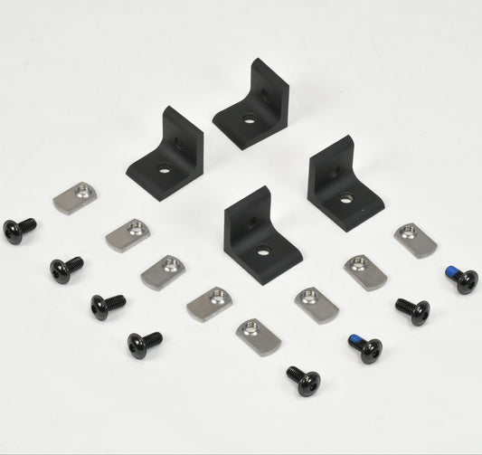 CROSS BAR HARDWARE KIT: QTY 4 X 2 HOLE BRACKETS & HARDWARE